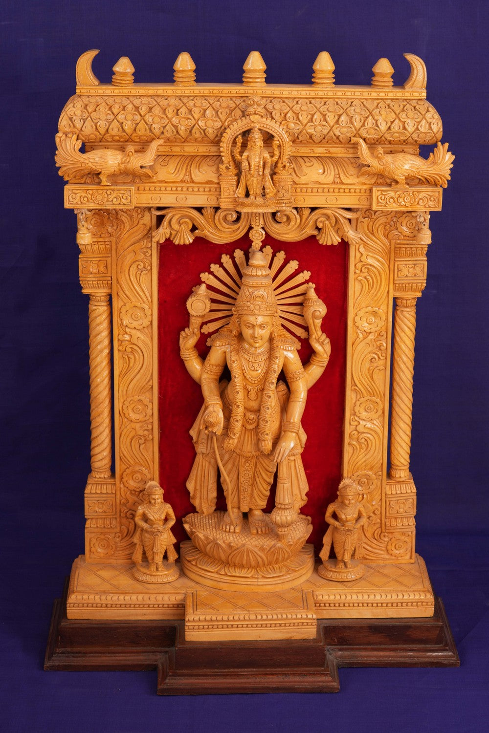 Image of White Cedar Wooden Lord Surya Narayana